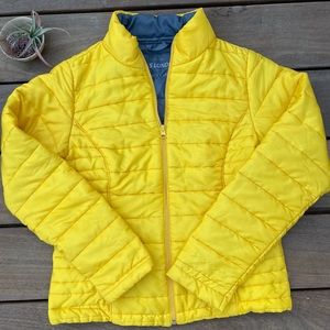 Miss London Black Label yellow puff jacket small
